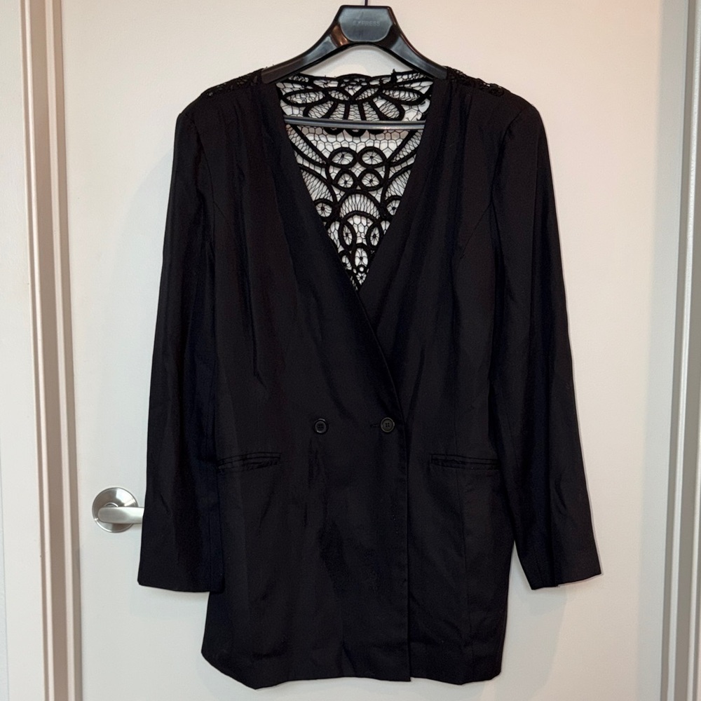 Vintage Black Lace Oversized Blazer